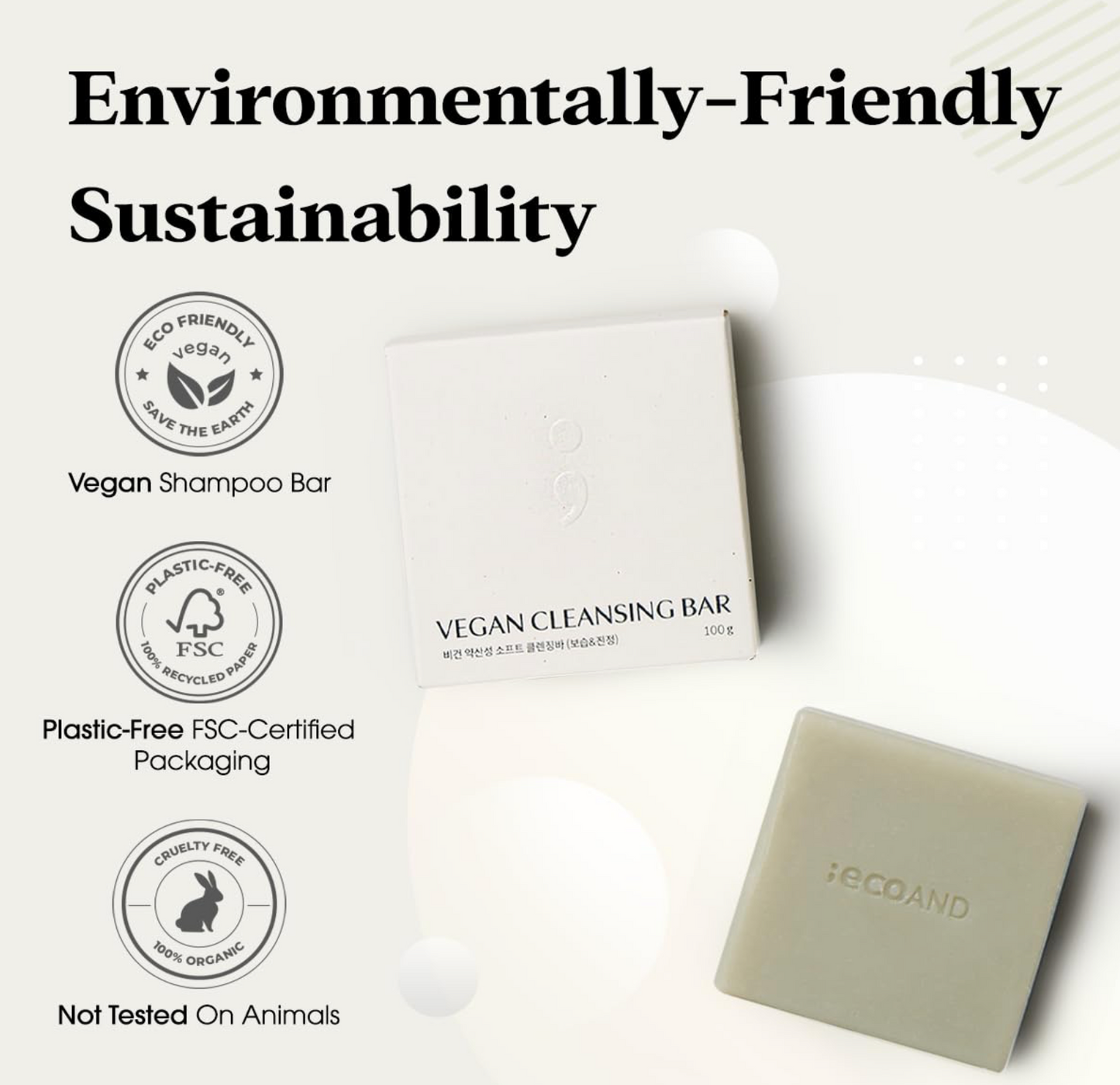 [ECO AND] Vegan pH Soft Bar Soap with Deep Cleansing Natural Herbal Ingredients, Face and Body Wash, Low pH Balance, 3.5 oz