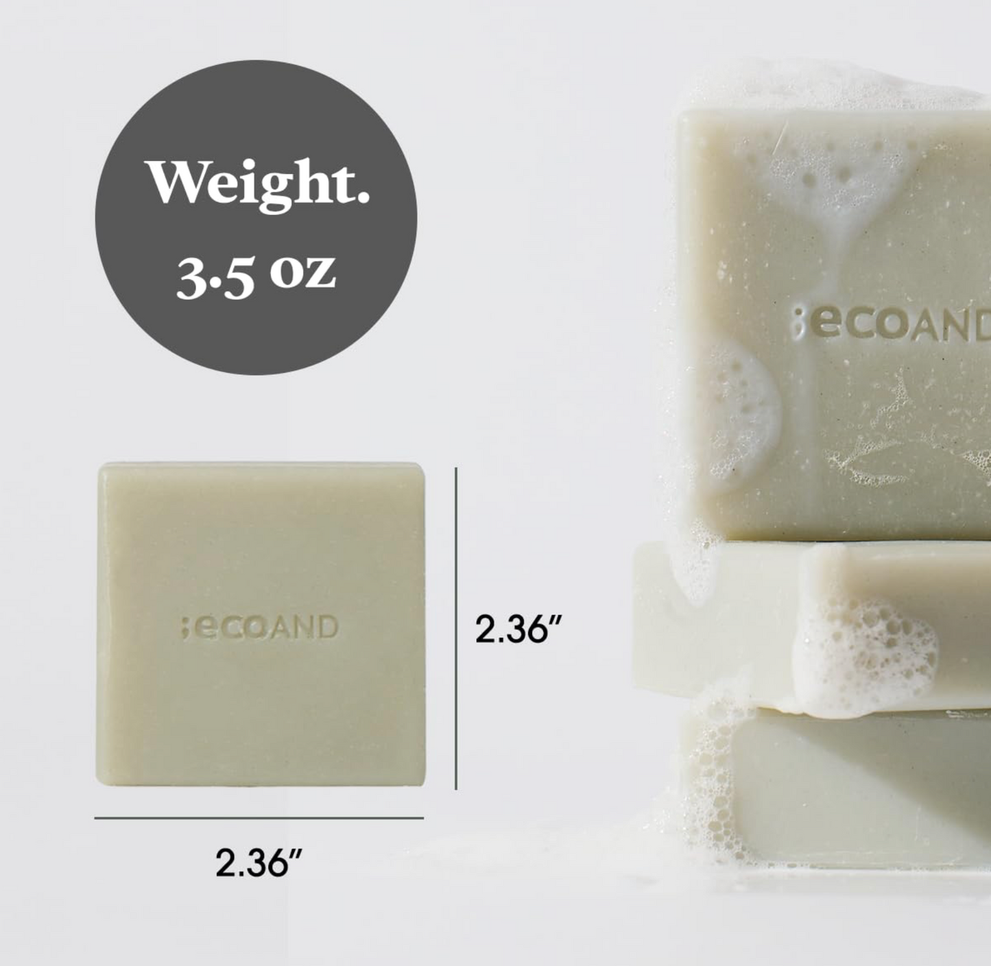[ECO AND] Vegan pH Soft Bar Soap with Deep Cleansing Natural Herbal Ingredients, Face and Body Wash, Low pH Balance, 3.5 oz