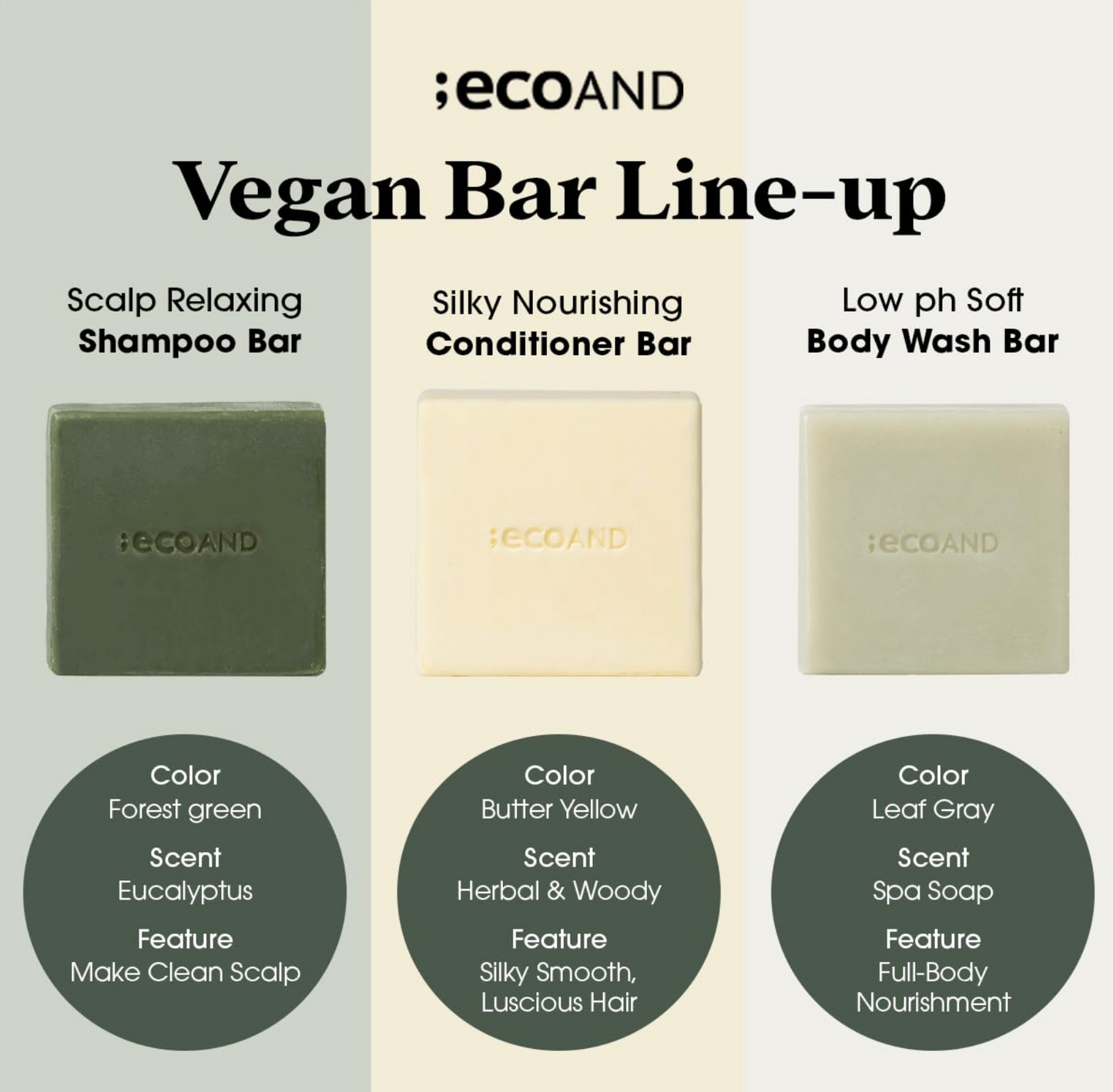 [ECO AND] Vegan pH Soft Bar Soap with Deep Cleansing Natural Herbal Ingredients, Face and Body Wash, Low pH Balance, 3.5 oz
